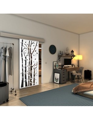 Glasschiebetür ECO-LINE - Fineprint Model 182 Weiss auf Grauglas