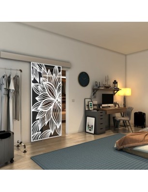 Glasschiebetür ECO-LINE - Fineprint Model 184 Weiss auf Grauglas