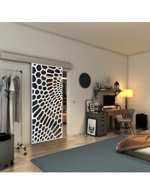 Glasschiebetür ECO-LINE - Fineprint Model 186 Weiss auf Grauglas