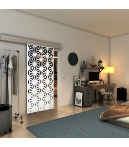 Glasschiebetür ECO-LINE - Fineprint Model 187 Weiss auf Grauglas