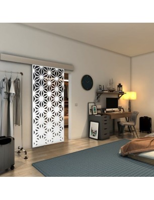 Glasschiebetür ECO-LINE - Fineprint Model 187 Weiss auf Grauglas