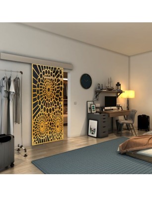 Glasschiebetür ECO-LINE - Fineprint Model 188 Gold auf Grauglas