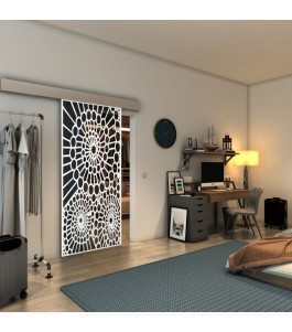 Glasschiebetür ECO-LINE - Fineprint Model 188 Weiss auf Grauglas