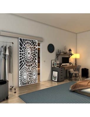 Glasschiebetür ECO-LINE - Fineprint Model 188 Weiss auf Grauglas