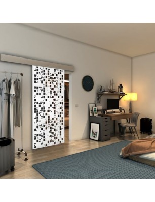 Glasschiebetür ECO-LINE - Fineprint Model 190 Weiss auf Grauglas