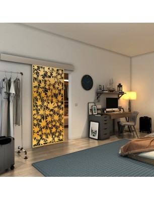 Glasschiebetür ECO-LINE - Fineprint Model 192 Gold auf Grauglas