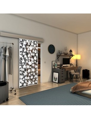 Glasschiebetür ECO-LINE - Fineprint Model 192 Weiss auf Grauglas