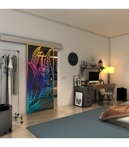 Glasschiebetür ECO-LINE - Fineprint Model 195 Verlauf auf Grauglas