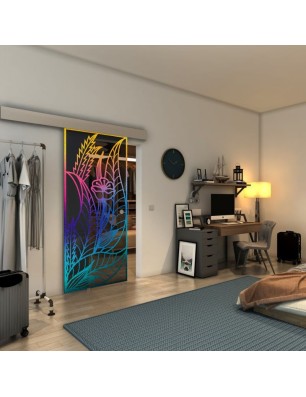 Glasschiebetür ECO-LINE - Fineprint Model 195 Verlauf auf Grauglas