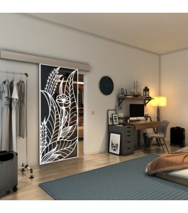Glasschiebetür ECO-LINE - Fineprint Model 195 Weiss auf Grauglas