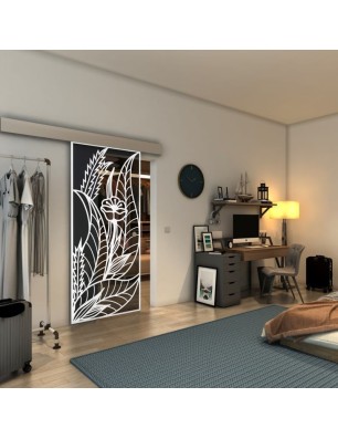 Glasschiebetür ECO-LINE - Fineprint Model 195 Weiss auf Grauglas