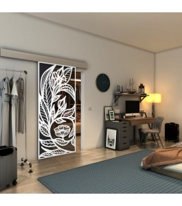 Glasschiebetür ECO-LINE - Fineprint Model 196 Weiss auf Grauglas
