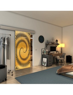 Glasschiebetür ECO-LINE - Fineprint Model 197 Gold auf Grauglas
