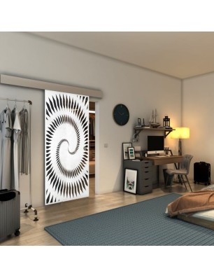 Glasschiebetür ECO-LINE - Fineprint Model 197 Weiss auf Grauglas