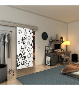 Glasschiebetür ECO-LINE - Fineprint Model 199 Weiss auf Grauglas