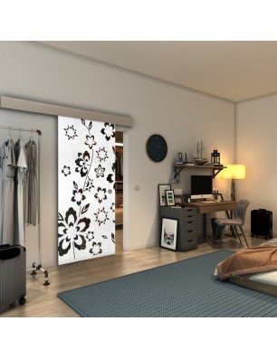 Glasschiebetür ECO-LINE - Fineprint Model 199 Weiss auf Grauglas