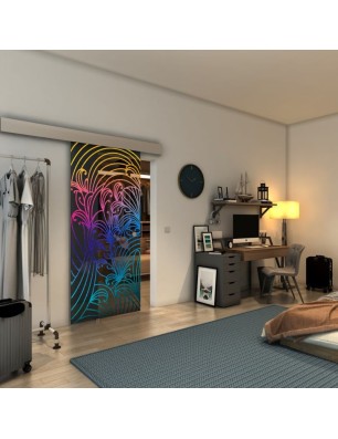 Glasschiebetür ECO-LINE - Fineprint Model 200 Verlauf auf Grauglas