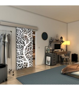 Glasschiebetür ECO-LINE - Fineprint Model 202 Weiss auf Grauglas