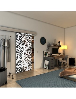 Glasschiebetür ECO-LINE - Fineprint Model 202 Weiss auf Grauglas