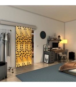 Glasschiebetür ECO-LINE - Fineprint Model 203 Gold auf Grauglas