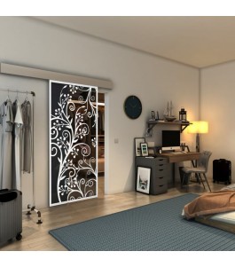 Glasschiebetür ECO-LINE - Fineprint Model 204 Weiss auf Grauglas