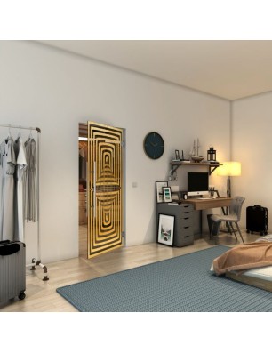 Pendeltür - Fineprint Model 014 Gold auf Grauglas