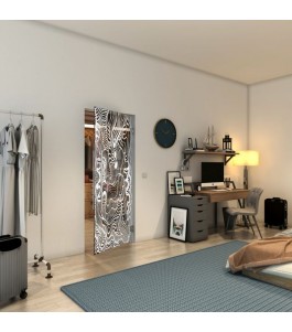 Pendeltür - Fineprint Model 056 Weiss auf Grauglas