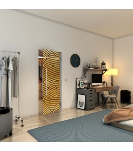 Pendeltür - Fineprint Model 140 Gold auf Grauglas