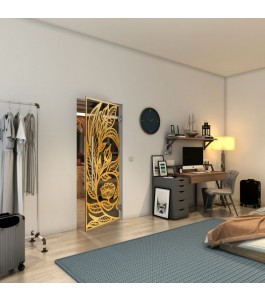 Pendeltür - Fineprint Model 196 Gold auf Grauglas