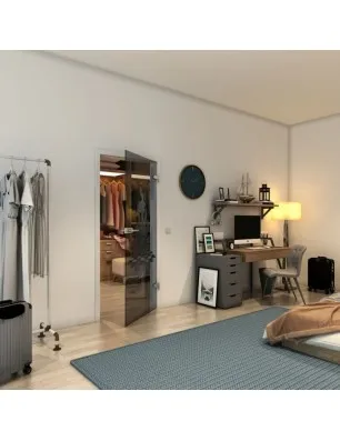 Ganzglastür - Fineprint Model 136 Schwarz auf Grauglas