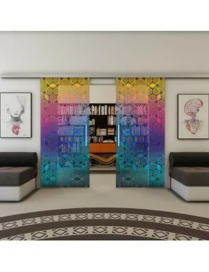 Glasschiebetür SLIM-LINE - Fineprint Model 005 Verlauf auf Grauglas