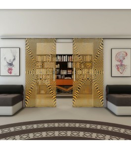 Glasschiebetür SLIM-LINE - Fineprint Model 011 Gold auf Grauglas