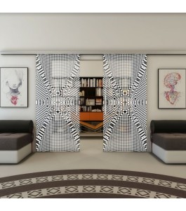 Glasschiebetür SLIM-LINE - Fineprint Model 011 Weiss auf Grauglas