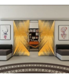 Glasschiebetür SLIM-LINE - Fineprint Model 026 Gold auf Grauglas