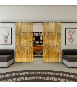 Glasschiebetür SLIM-LINE - Fineprint Model 032 Gold auf Grauglas