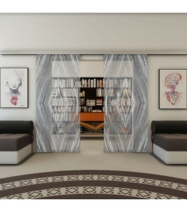 Glasschiebetür SLIM-LINE - Fineprint Model 034 Weiss auf Grauglas