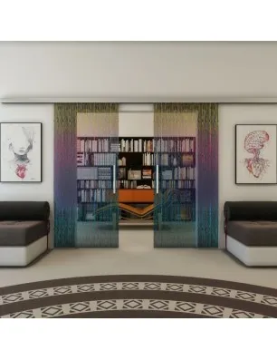 Glasschiebetür SLIM-LINE - Fineprint Model 035 Verlauf auf Grauglas