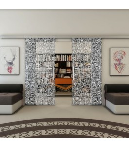 Glasschiebetür SLIM-LINE - Fineprint Model 036 Weiss auf Grauglas