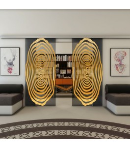 Glasschiebetür SLIM-LINE - Fineprint Model 109 Gold auf Grauglas