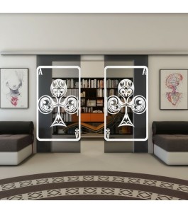 Glasschiebetür SLIM-LINE - Fineprint Model 135 Weiss auf Grauglas