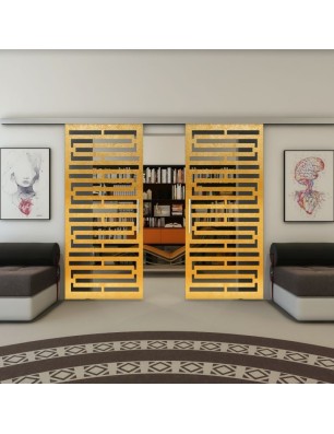 Glasschiebetür SLIM-LINE - Fineprint Model 153 Gold auf Grauglas