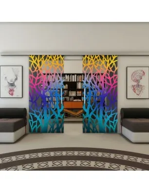 Glasschiebetür SLIM-LINE - Fineprint Model 167 Verlauf auf Grauglas