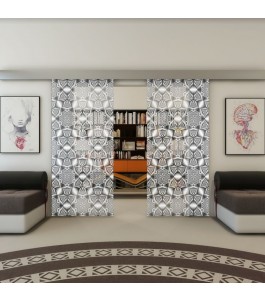 Glasschiebetür ECO-LINE - Fineprint Model 005 Weiss auf Grauglas