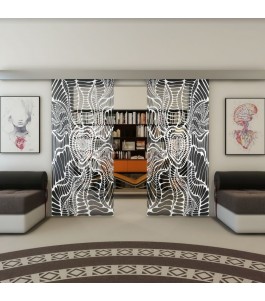 Glasschiebetür ECO-LINE - Fineprint Model 012 Weiss auf Grauglas