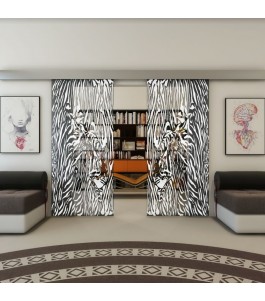 Glasschiebetür ECO-LINE - Fineprint Model 017 Weiss auf Grauglas