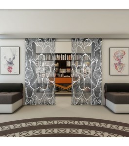 Glasschiebetür ECO-LINE - Fineprint Model 020 Weiss auf Grauglas