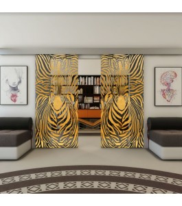 Glasschiebetür ECO-LINE - Fineprint Model 023 Gold auf Grauglas