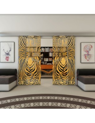 Glasschiebetür ECO-LINE - Fineprint Model 023 Gold auf Grauglas