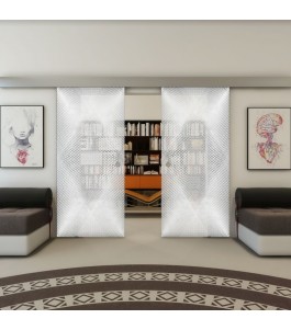 Glasschiebetür ECO-LINE - Fineprint Model 025 Weiss auf Grauglas