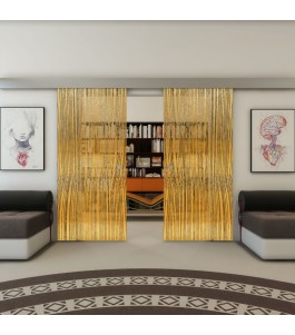 Glasschiebetür ECO-LINE - Fineprint Model 032 Gold auf Grauglas